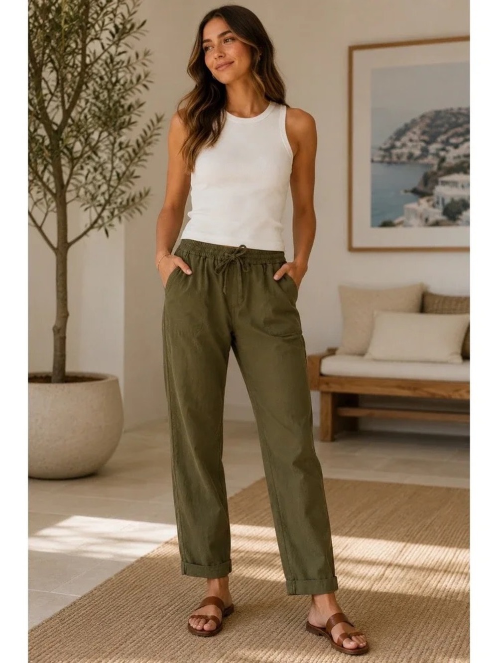 J.Crew olive green pull-on casual pants